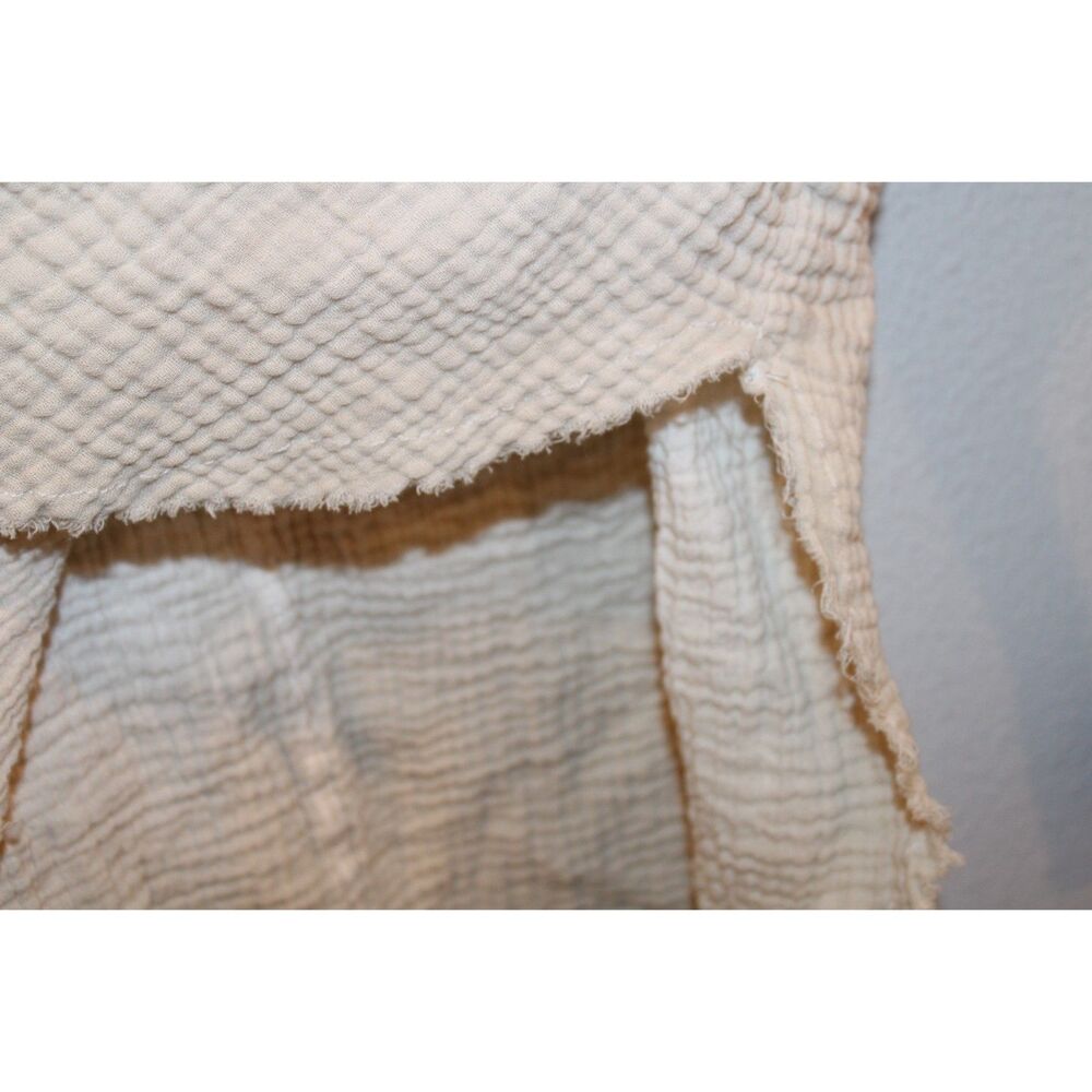 La Miel crinkled gauze button-down shirt cream tan ombre size small - Picture 6 of 9